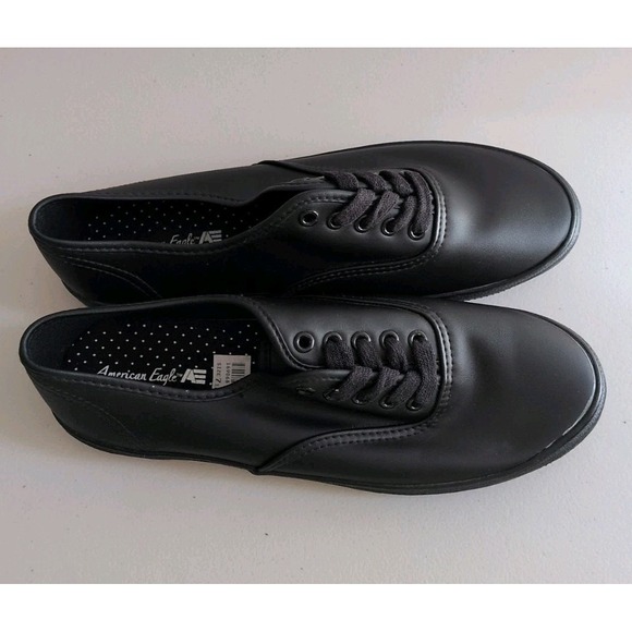 American Eagle Skater Style Lace Up Women's Black Canvas Shoe Size 7.5 M - Picture 2 of 7